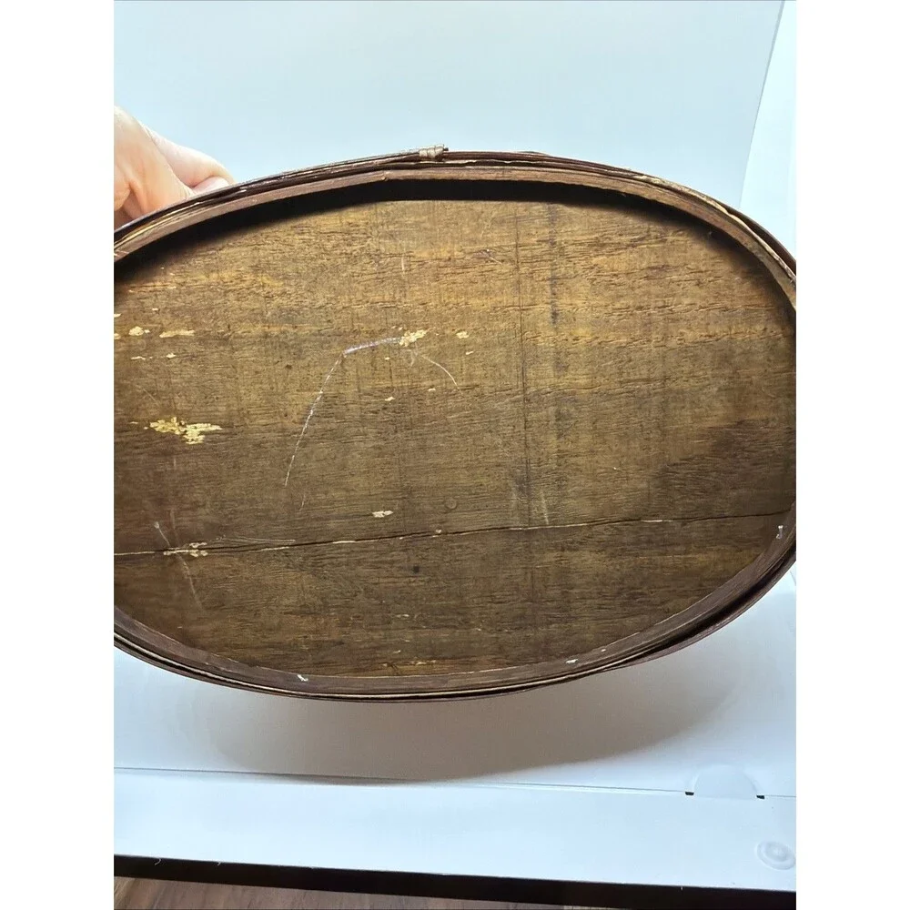 Oval Copper Sided Wood Harvest Plant Basket With End Loop Handles